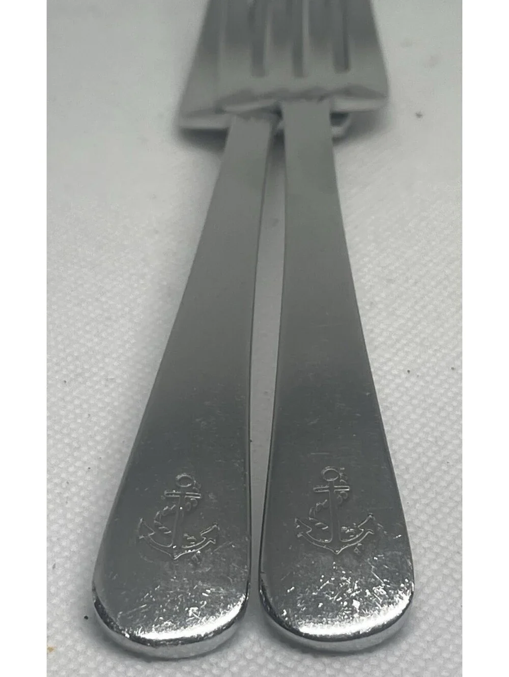 (2) Ralph Lauren 1998 BOATHOUSE Stainless Anchor Salad Fork Lot ~ 6.75”